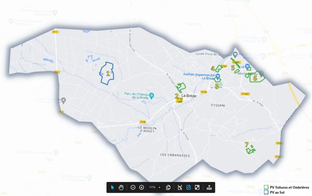 Carte des zones d’accélération pour le développement des énergies renouvelables à La Brède