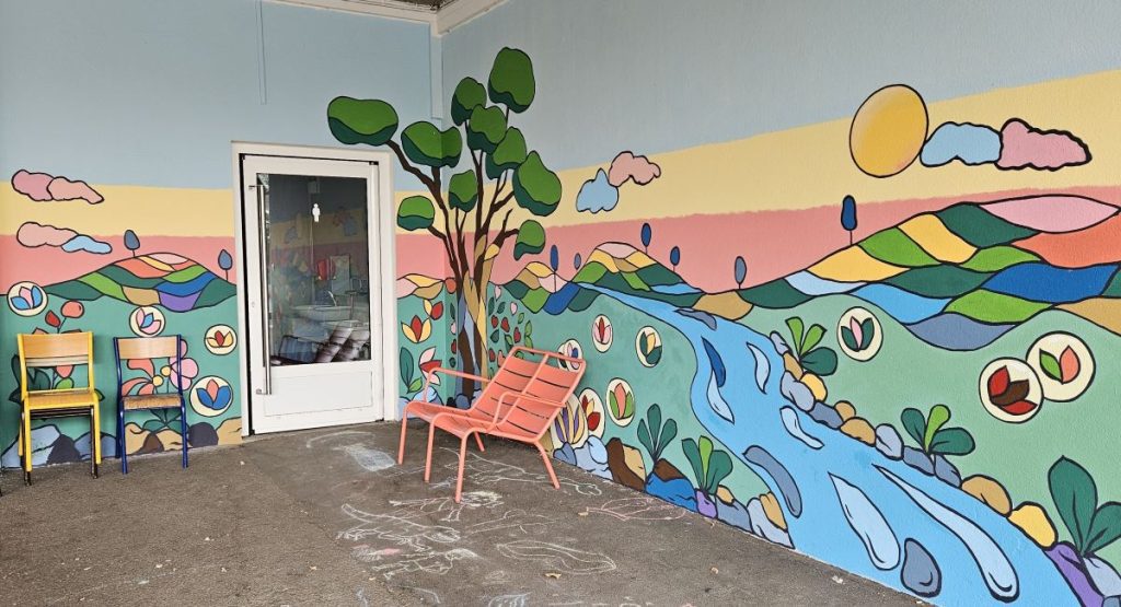 Fresque Préau école